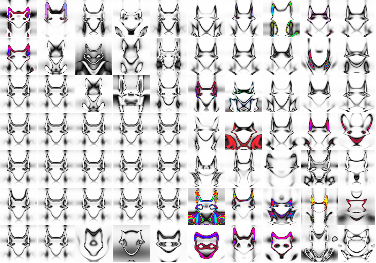 An archive region full of fox-like forms.