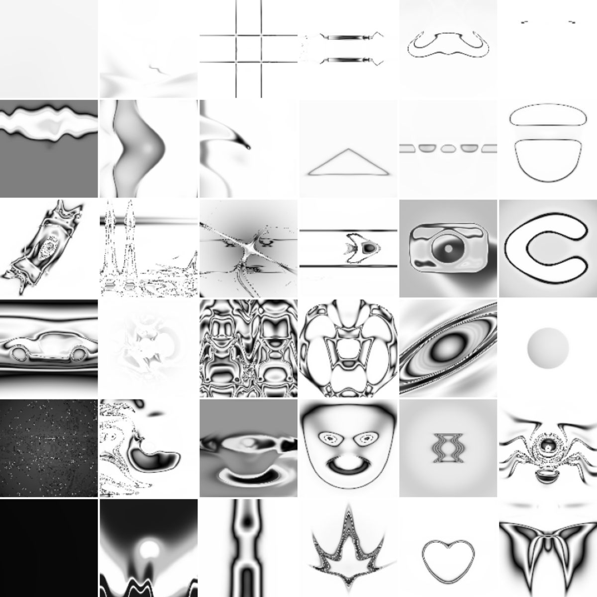 A representative grid of the human-bred Picbreeder archive